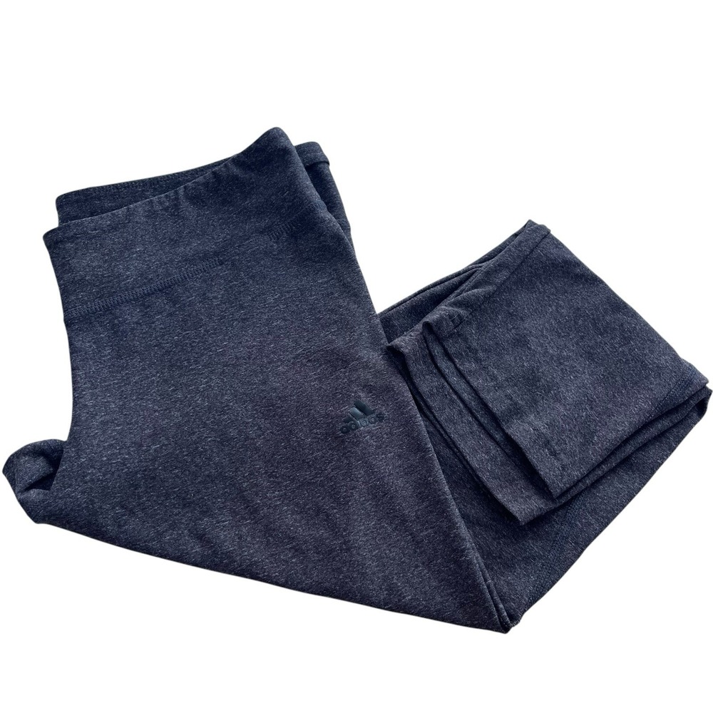 Adidas Womens M Charcoal Grey Heather Climalite Crop Capri Legging D89560 Sporty